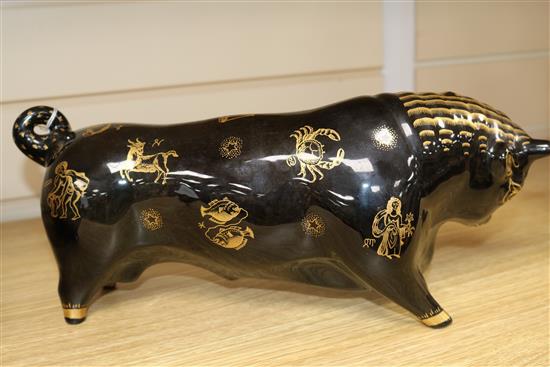 A Wedgwood Barlaston Zodiac black bull height 15cm width 35cm